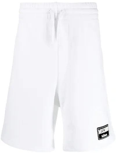 Moschino Logo Track Shorts In White