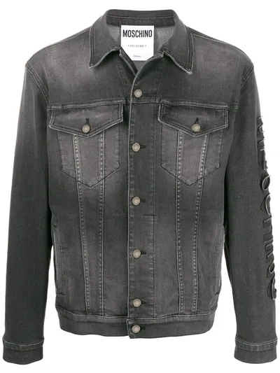 Moschino Washed Denim Jacket In Grey