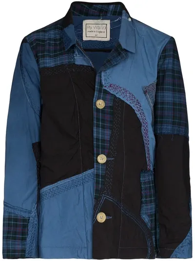 By Walid Harry Patchwork Shirt Jacket In Blue