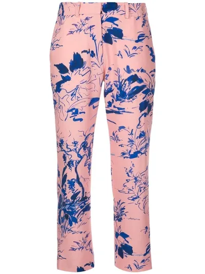 Sies Marjan Willa Printed Crepe Cropped Pant In Pink