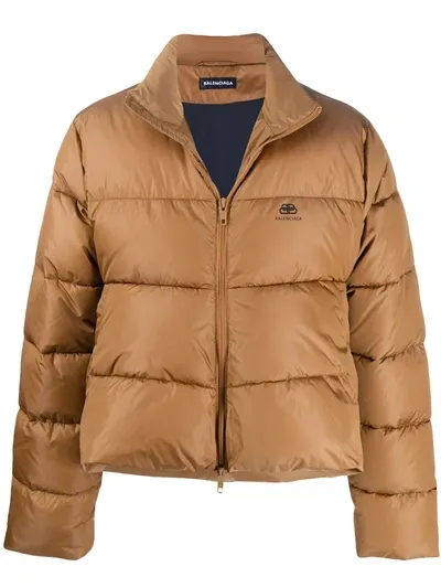 Balenciaga Cocoon Puffer Jacket In Brown