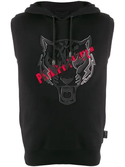 Philipp Plein Tiger Print Jogging Vest In Black