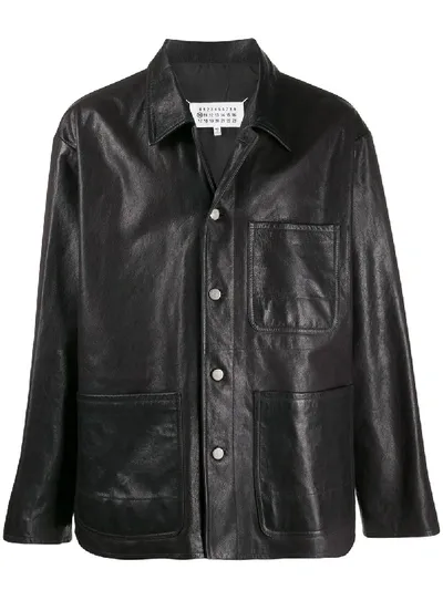 Maison Margiela Leather Straight-fit Jacket In Black