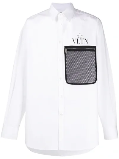 Valentino Vltnstar Oversized Pocket Shirt In White