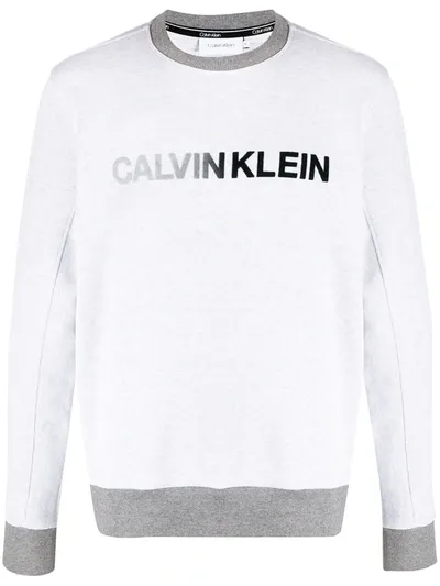 Calvin Klein Textured Logo Sweater In Grey