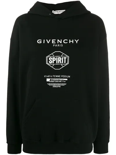 Givenchy Spirit Print Hooded Sweatshirt In Black