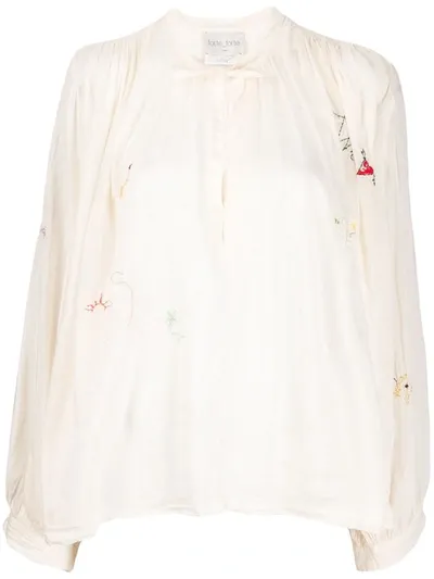 Forte Forte Embroidered Flared Blouse In Neutrals