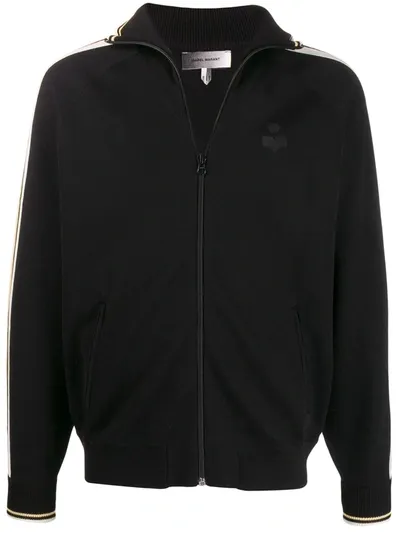 Isabel Marant Dani Side Stripe Zip-up Sweatshirt In Black