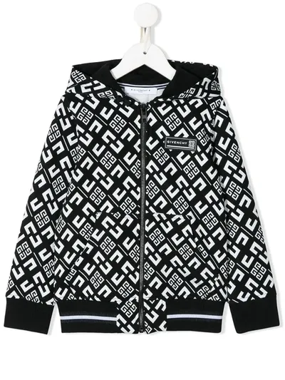 Givenchy Kids' Knitted Logo Hoody In Nero/bianco