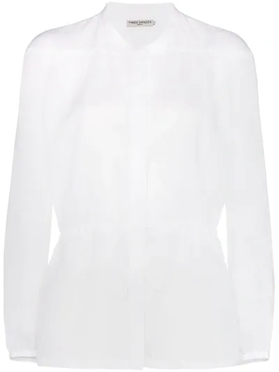 Three Graces Rosaline Drawstring Ramie Blouse In White