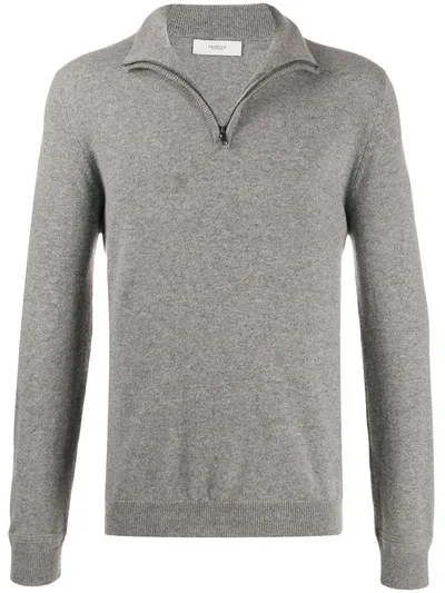 Pringle Of Scotland Zipped Neck Fine Knit Jumper In Grey