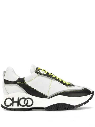 Jimmy Choo Raine Embossed Logo Chunky Sneakers In White