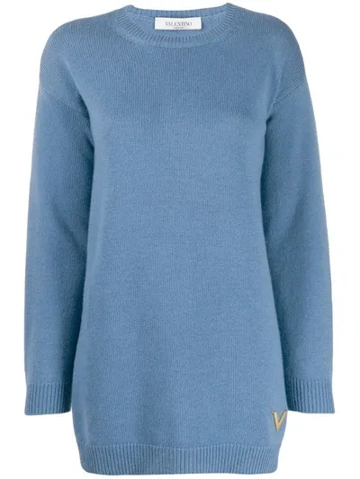 Valentino Vgold Plaque Jumper In Blue