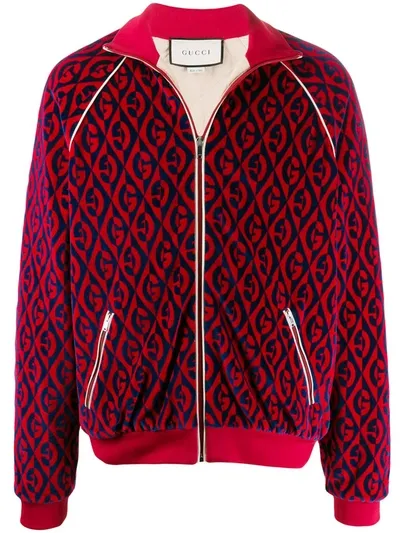 Gucci Padded Rhombus-jacquard Chenille Track Jacket In Red