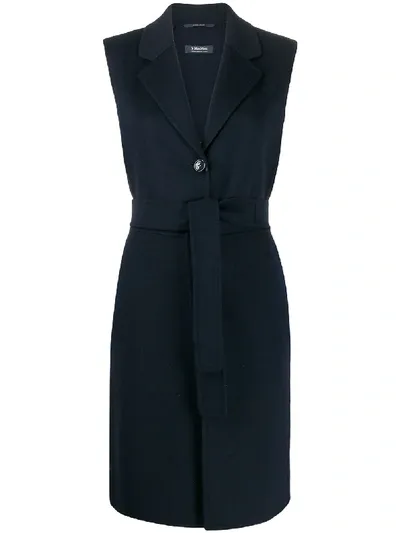 Max Mara Single-breasted Belted Gilet In Blue