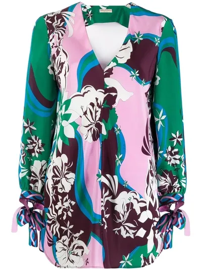 Emilio Pucci Printed V-neck Blouse In Pink