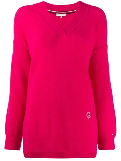 Tommy Hilfiger Pullover Mit V-ausschnitt In Pink