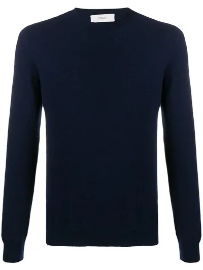 Pringle Of Scotland Embroidered-logo Crew-neck Jumper In Blue