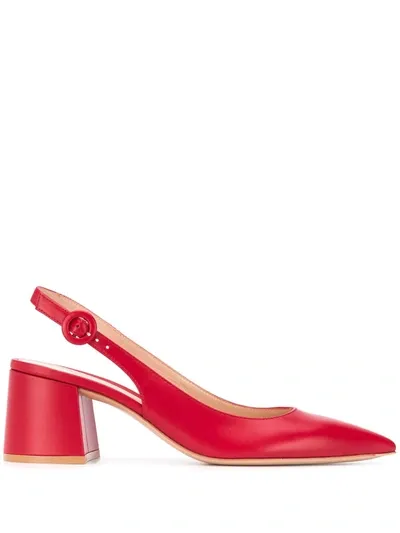 Gianvito Rossi Slingback Block Heel Pumps In Red