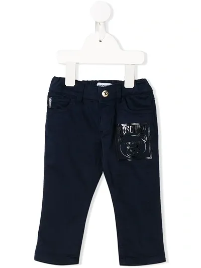 Moschino Babies' Teddybear Logo Chinos In Blue