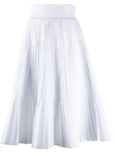 Prada Pleated Tiered Skirt In White