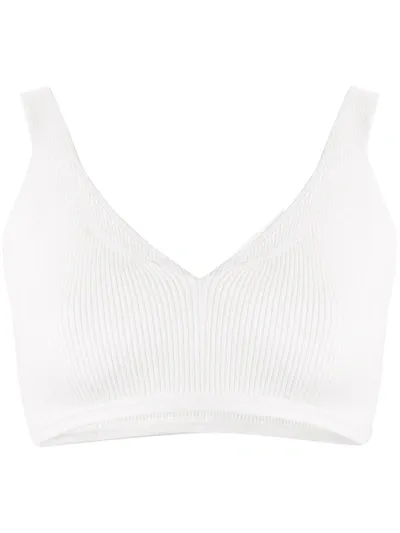 Georgia Alice Cropped Ribbed Cotton-blend Top In White