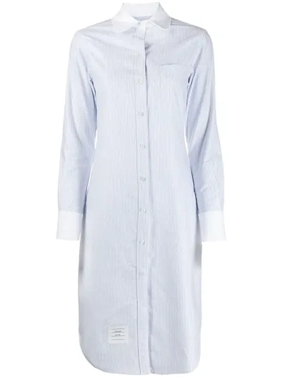 Thom Browne Striped Shirt Dress In White