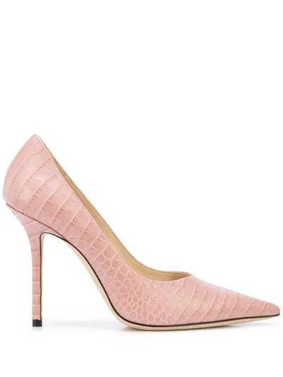 Jimmy Choo Love 100 Rose Crocodile-effect Leather Pumps In Pink