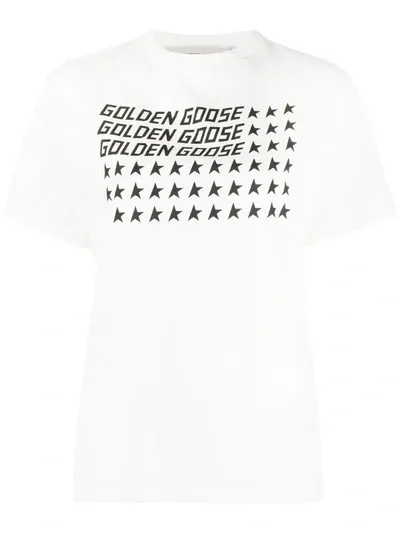 Golden Goose Logo Usa Flag Print T-shirt In White