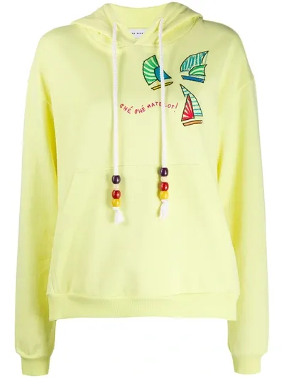 Mira Mikati Sailing Boat Embroidered Hoodie In Yellow