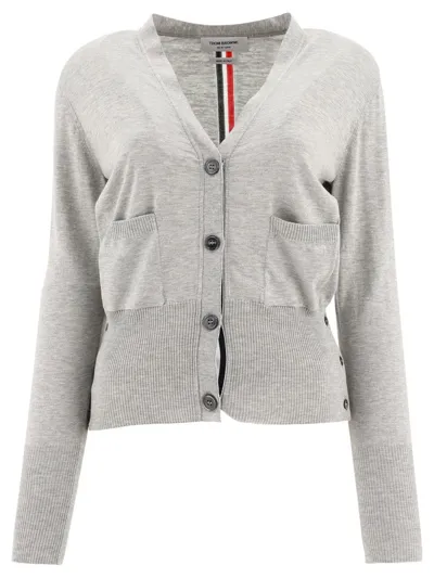 Thom Browne Relaxed Fit V-neck Cardigan In Gray