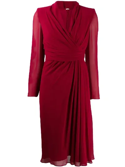 Max Mara V-neck Wrapped Dress In Red