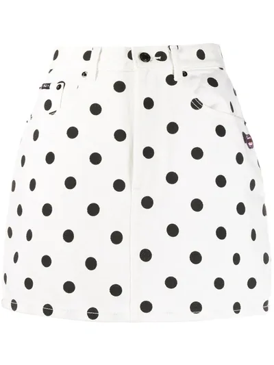 Marc Jacobs Women's The Polka Dot Denim Mini Skirt In White