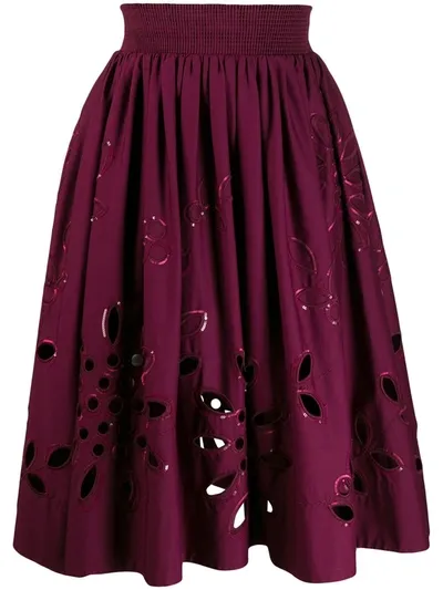 Emilio Pucci Broderie Anglaise High-waisted Skirt In Purple