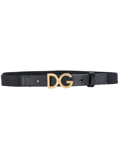 Dolce & Gabbana Teen Dg Buckle Belt In Black