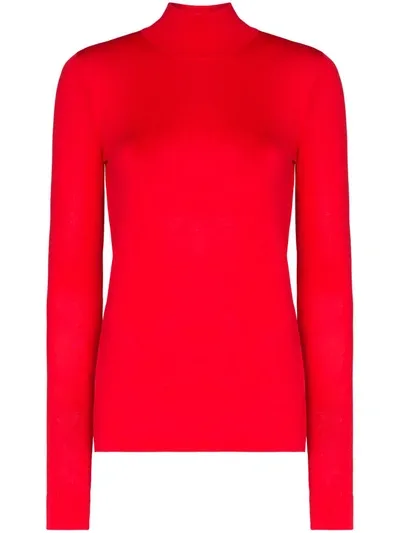 Les Rêveries Turtleneck Fine Knit Top In Red