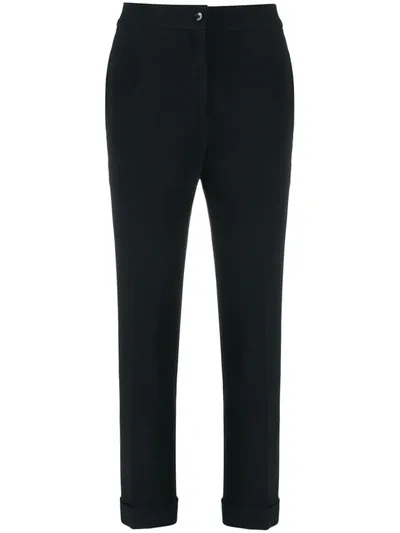 Etro Cropped Turned-up Trousers In Black