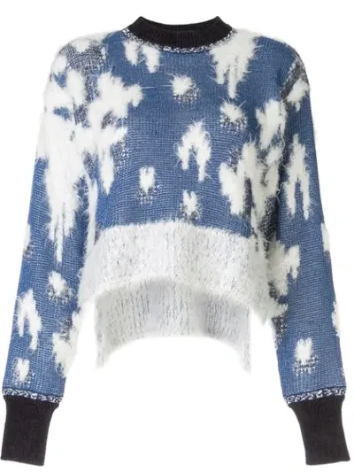 Mame Kurogouchi Patchwork Knit Jumper In Blue