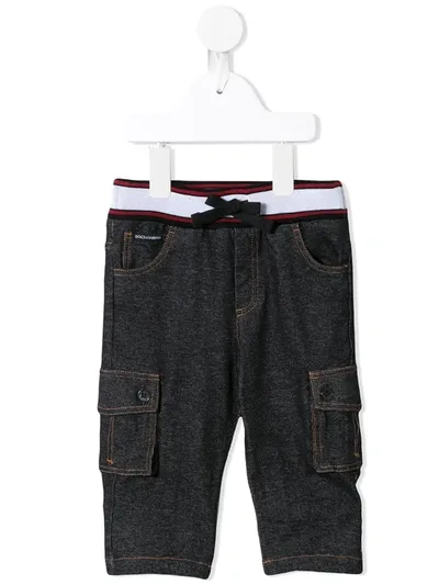 Dolce & Gabbana Babies' Striped Detail Trousers In Black