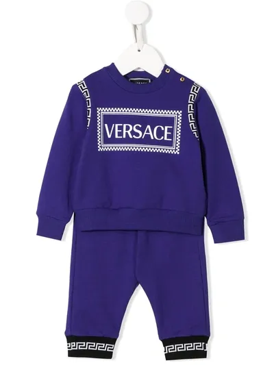 Young Versace Babies' Contrast Logo Tracksuit Set In Blue