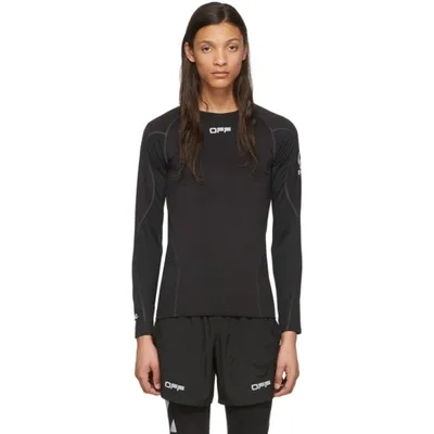 Off-white Logo-print Long-sleeved Stretch-jersey T-shirt In Black