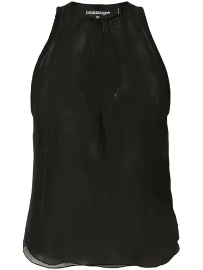 Dsquared2 Sleeveless Silk Blouse In Black