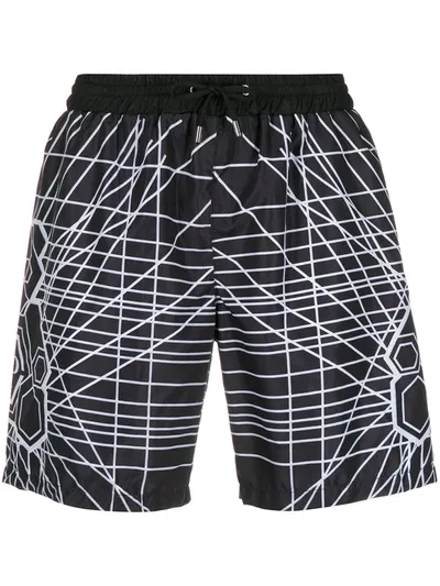 Philipp Plein Laser Logo Print Swim Shorts In Black