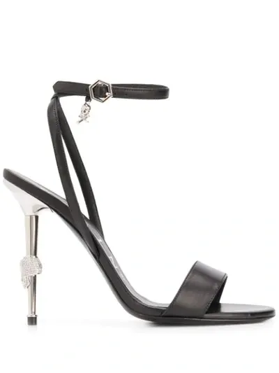 Philipp Plein Skull Stiletto Heel Sandals In Black