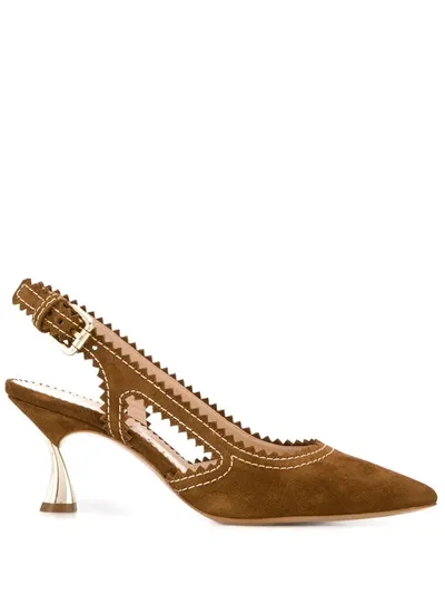 Casadei Pointed Toe Slingback Pumps In Brown