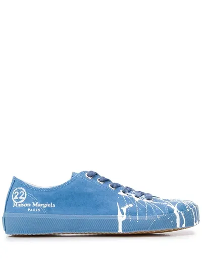 Maison Margiela Tabi Paint Canvas Sneakers In Blue