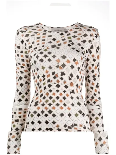 Preen By Thornton Bregazzi Wood Blocking Print Top In Neutrals