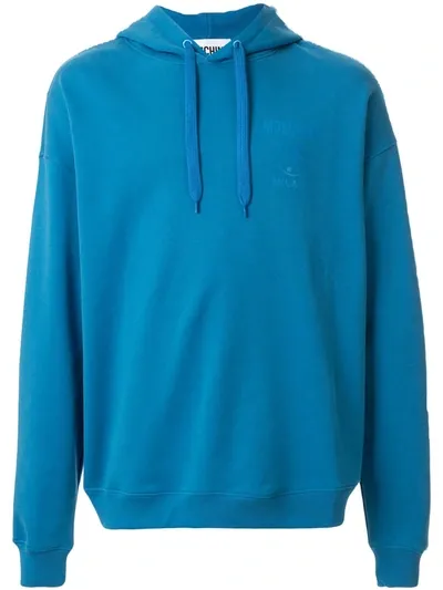 Moschino Double Question Mark Logo Hoodie In Blue