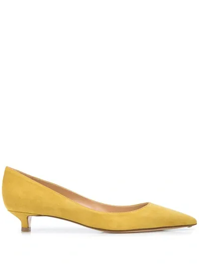 Francesco Russo Pointed Kitten Heel Pumps In Yellow