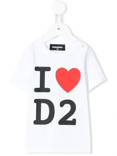 Dsquared2 White T-shirt For Babyboy With Logo And Heart